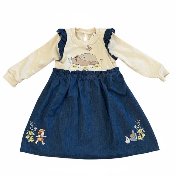 Studio Ghibli My Neighbor Totoro Embroidered Toddler Sweater Dress 3T New - Picture 2 of 9